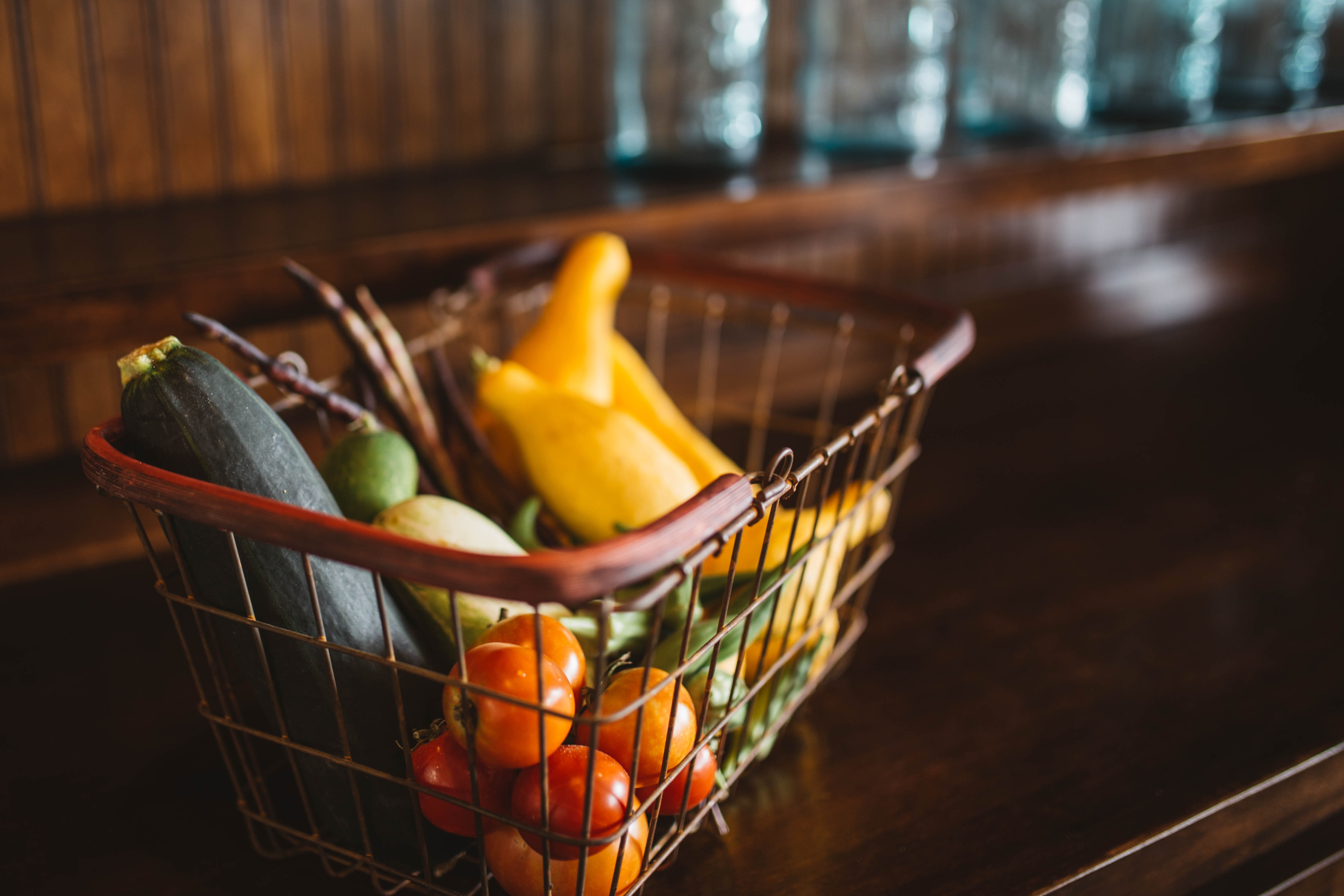 basket of vibrantly coloured vegetables